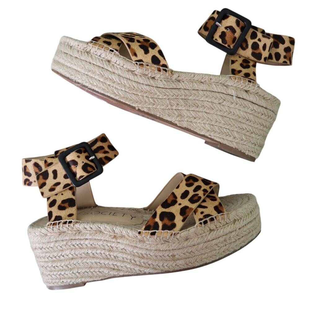 Sole Society Womens Audrina Platform Espadrille Sandals Size 7.5 Leopard Print